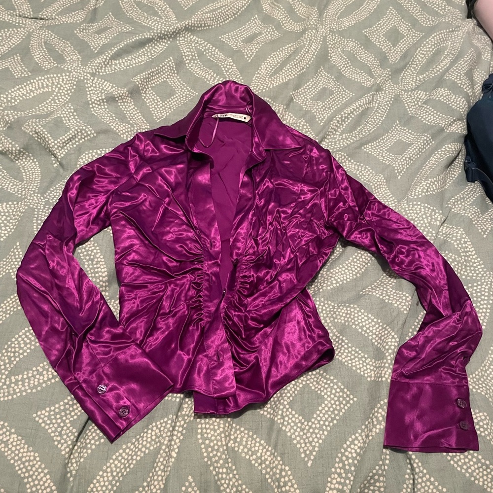 Silk crimped top